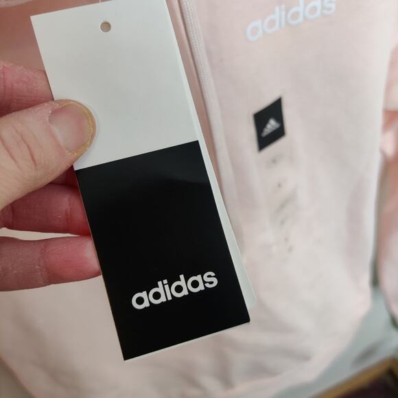 Adidas NWT Baby Pink Pullover Hoodie Sweater Size Small - Picture 2 of 16